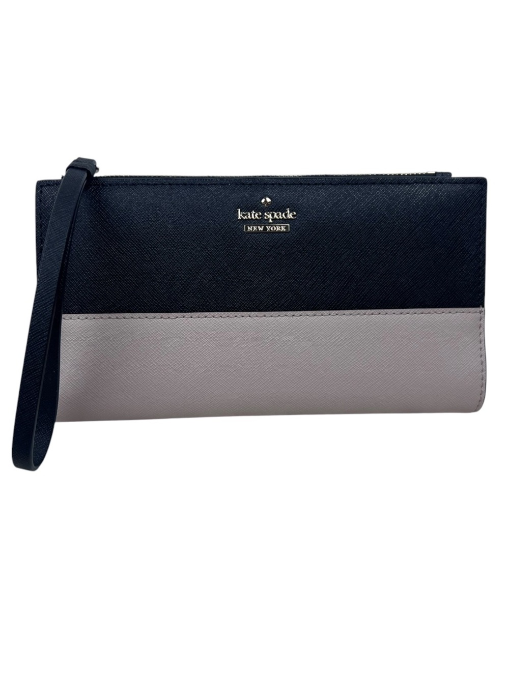 KATE SPADE Cameron Street Eliza Bifold Wristlet Wallet Black Beige